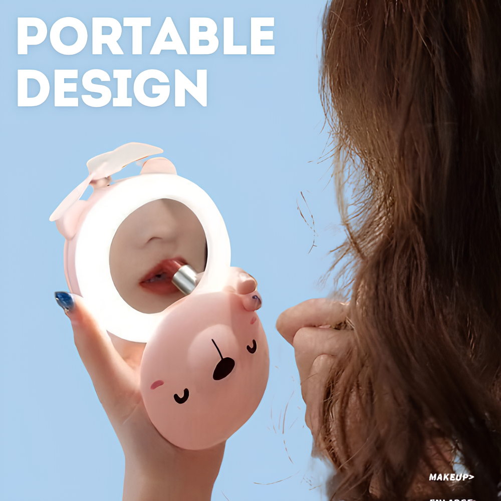 Cute LED Makeup Mirror With Fan